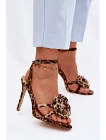 Dámské sandály na podpatku s ozdobou Panterka Geloria