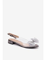 Průhledné sandály s krystaly a síťovanou mašlí D&A MR61-9004 Šedé