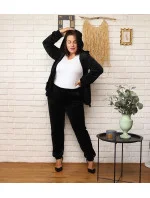 Čierna dámska tepláková súprava plus size s kapucňou na zips (8216) Čierna dámska tepláková súprava plus size s kapucňou na zips (8216)