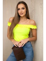 Španielska blúzka s volánikmi žltá neónová Španielska blúzka s volánikmi žltá neónová