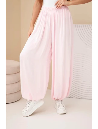 Dámske viskózové nohavice s voľnými nohavicami candy pink Dámske viskózové nohavice s voľnými nohavicami candy pink