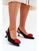 Zamszowe Eleganckie Czółenka Na Szpilce CheBello 4666 Czarne