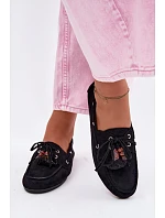 Dámské Mokasyny S Frézlem A Korálky Černé Teresa