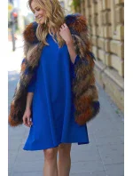 Dámske šaty na denné nosenie vo voľnom strihu stredne dlhé modré - Modrá - Makadamové