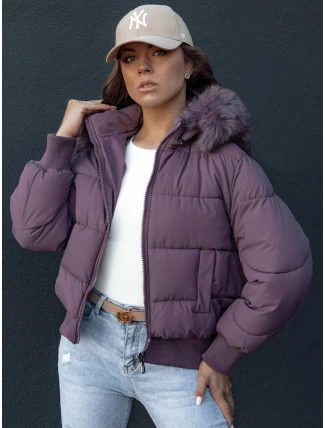Dámska prešívaná zimná bunda s kožušinou COLDPACK fialová FashionStreet TY4431 Dámska prešívaná zimná bunda s kožušinou COLDPACK fialová FashionStreet TY4431