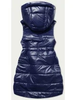 Tmavomodrá lesklá vesta s kapucňou (B9783-3)