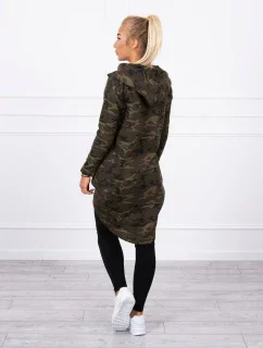 Mikina moro s dlhým chrbtom khaki+zelená