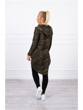 Mikina moro s dlhým chrbtom khaki+zelená