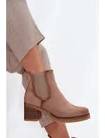 Botki Sztyblety Damskie Na Obcasie Ocieplane Beżowe Zelia