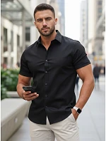 Pánske bavlnené tričko s krátkym rukávom čierne FashionStreet KX1044 Pánske bavlnené tričko s krátkym rukávom čierne FashionStreet KX1044