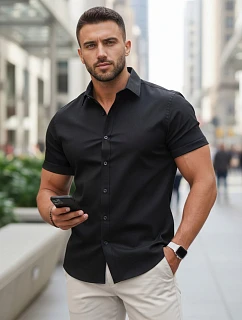 Pánske bavlnené tričko s krátkym rukávom čierne FashionStreet KX1044