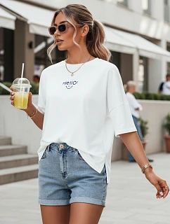 Dámske biele tričko HELLO FashionStreet RY2545