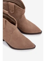 Wsuwane Botki Kowbojki Damskie Z Naturalnego Zamszu Beżowe Beretta