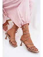 Dámské sandály na podpatku s pásky Béžové Samara
