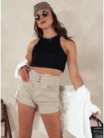 Dámske bavlnené šortky s viazaním STYLE SHORTS béžové FashionStreet SY0391 Dámske bavlnené šortky s viazaním STYLE SHORTS béžové FashionStreet SY0391