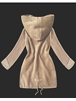 Vlnená bunda z alpaky s kapucňou svetlo béžová (W214#) Vlnená bunda z alpaky s kapucňou svetlo béžová (W214#)