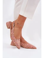 Plecione Sandały Damskie Na Delikatnym Obcasie Multikolor Jorela