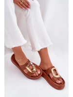 Klapki Damskie Na Platformie Ze Złotym Detalem Camel Ularinea