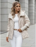 Dámska prechodná prešívaná bunda oversize PUFFILOF light beige FashionStreet TY4856 Dámska prechodná prešívaná bunda oversize PUFFILOF light beige FashionStreet TY4856