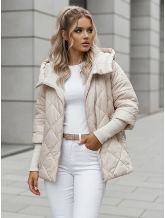 Dámska prechodná prešívaná bunda oversize PUFFILOF light beige FashionStreet TY4856 Dámska prechodná prešívaná bunda oversize PUFFILOF light beige FashionStreet TY4856