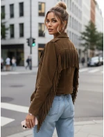 Dámska semišová bunda so strapcami hnedá FashionStreet TY5582