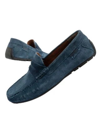 Wrangler Pánske mokasíny Maifield z prírodnej semišovej kože Navy Blue