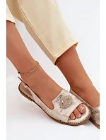 Ženské sandály Ploché S Ozdobou S.Barski KV61-6040 Zlaté