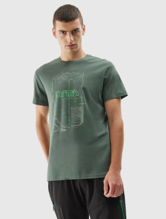 Pánske bavlnené tričko 4FAW23TTSHM0872-44S zelené - 4F