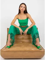 Dámske široké nohavice DHJ SP 20822.37 zelená - FPrice Dámske široké nohavice DHJ SP 20822.37 zelená - FPrice