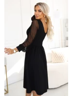 Elegantné midi šaty 657-1 čierne - Numoco