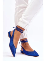 Wiązane Baleriny Z Dżetami Niebieskie Mavis