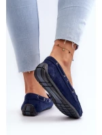 Damskie Zamszowe Mokasyny Granatowe Si Passione