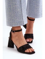 Sandały Damskie Na Obcasie Z Eko Zamszu Vinceza 17328 Czarne