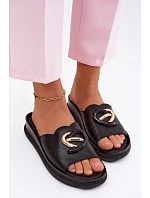 Kožené pantofle s ozdobným detailem S.Barski KV61-6046 Černé