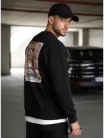 Pánska mikina s potlačou čierna FashionStreet BX5947 Pánska mikina s potlačou čierna FashionStreet BX5947