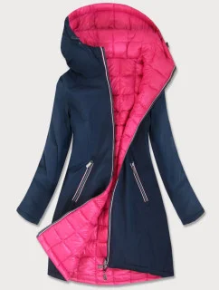 Tmavomodro-jantárová obojstranná prechodná bunda (7700)