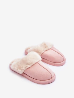 Damskie Papcie Klapki z Futerkiem Różowe Pinky