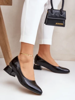 Skórzane Czółenka Lewski 3118 Czarne