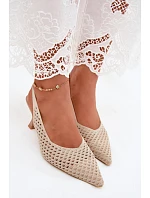 Textilné sandále na podpätku Pear Shape Beige Cherryla Textilné sandále na podpätku Pear Shape Beige Cherryla