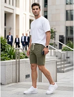 Pánske teplákové šortky so šnúrkou, khaki, FashionStreet SX2627 Pánske teplákové šortky so šnúrkou, khaki, FashionStreet SX2627