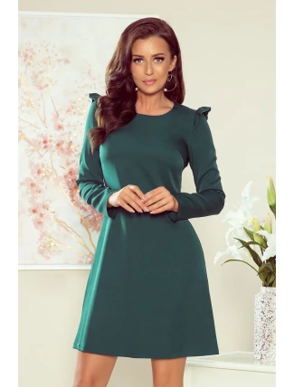 Zelené dámske trapézové šaty s volánikmi model 7785794