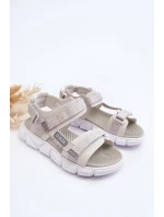 Dziecięce Sandałki Na Rzep Big Star LL374201 Biało-Srebrne