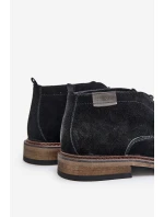 Zamszowe Botki Męskie Sznurowane Big Star OO174146 Czarne