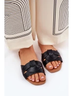Płaskie Klapki Damskie Z Przeplatającymi Się Paskami Czarne Selaenor