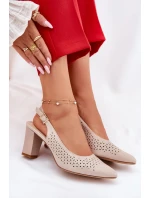 Ażurowe Sandały Ze Szpiczastymi Noskami Na Słupku Sergio Leone SK163 Beżowe Ażurowe Sandały Ze Szpiczastymi Noskami Na Słupku Sergio Leone SK163 Beżowe