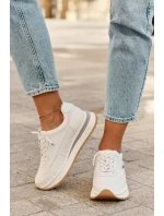 Skórzane Sneakersy Damskie Na Platformie Big Star RR274A333 Białe