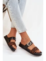 Dámské pantofle se zlatým sponou Černé Fiorisse