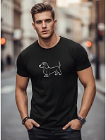 Pánske bavlnené tričko s potlačou jazvečíka čierne FashionStreet NX0221R