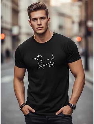 Pánske bavlnené tričko s potlačou jazvečíka čierne FashionStreet NX0221R