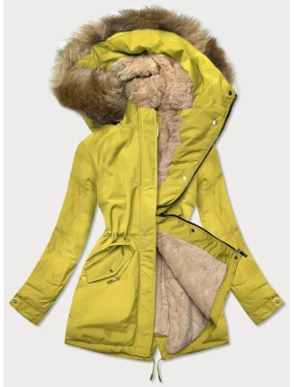 Dámska teplá zimná bunda lemon beige (w559)